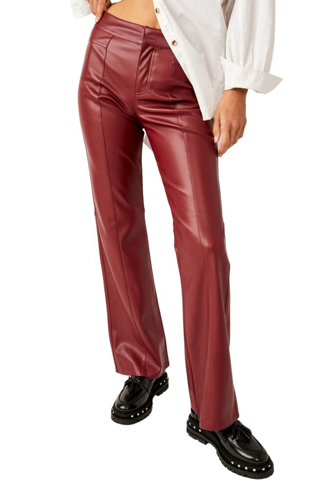 Free People Uptown High Waist Faux Leather Flare Pants in Mulberries Cover