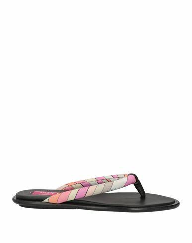 Pucci Woman Thong sandal Pink Textile fibers, Leather Cover