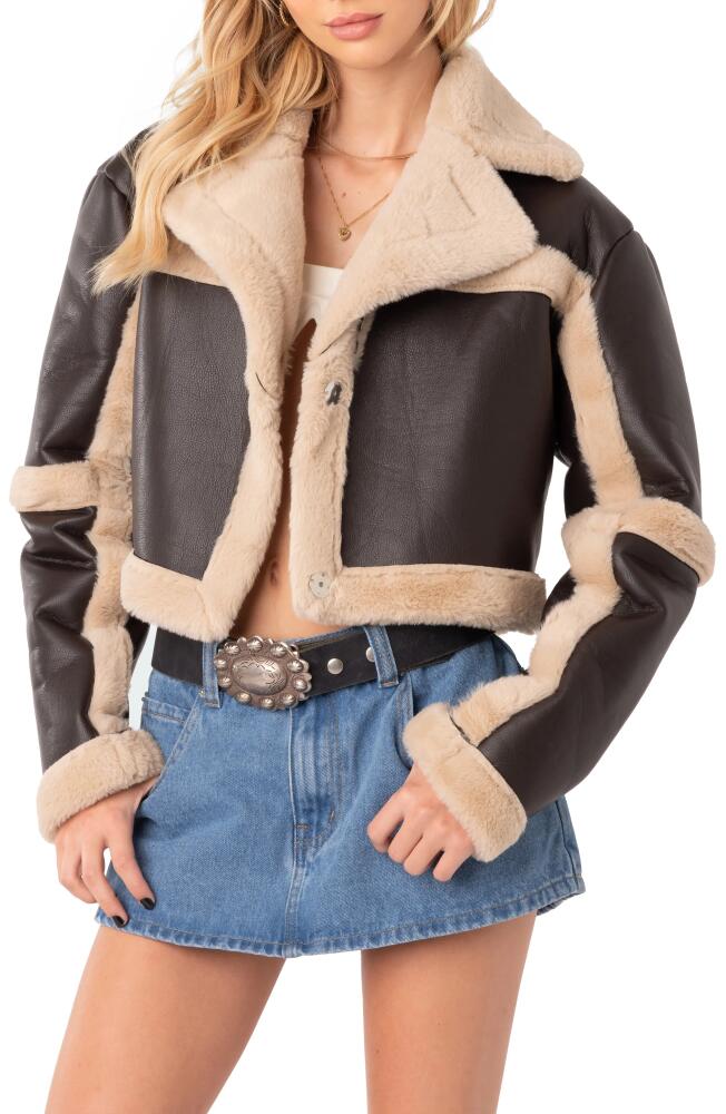 EDIKTED Ricky Faux Shearling Jacket in Brown Cover