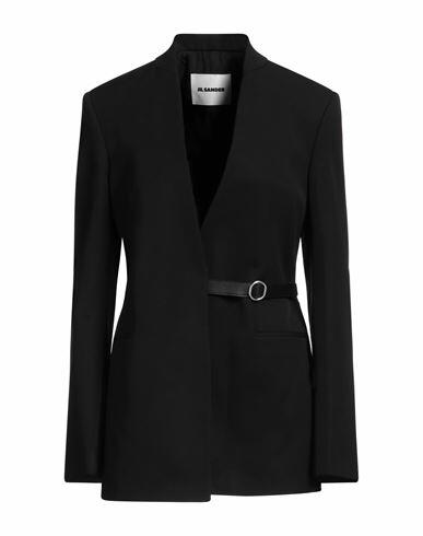 Jil Sander Woman Blazer Black Wool, Viscose, Cow leather Cover