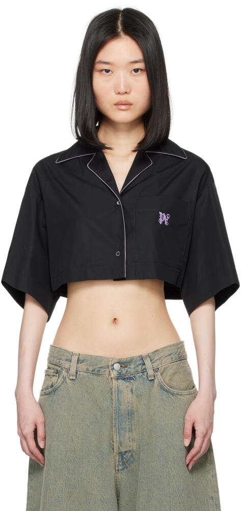 Palm Angels Black Monogrammed Shirt Cover