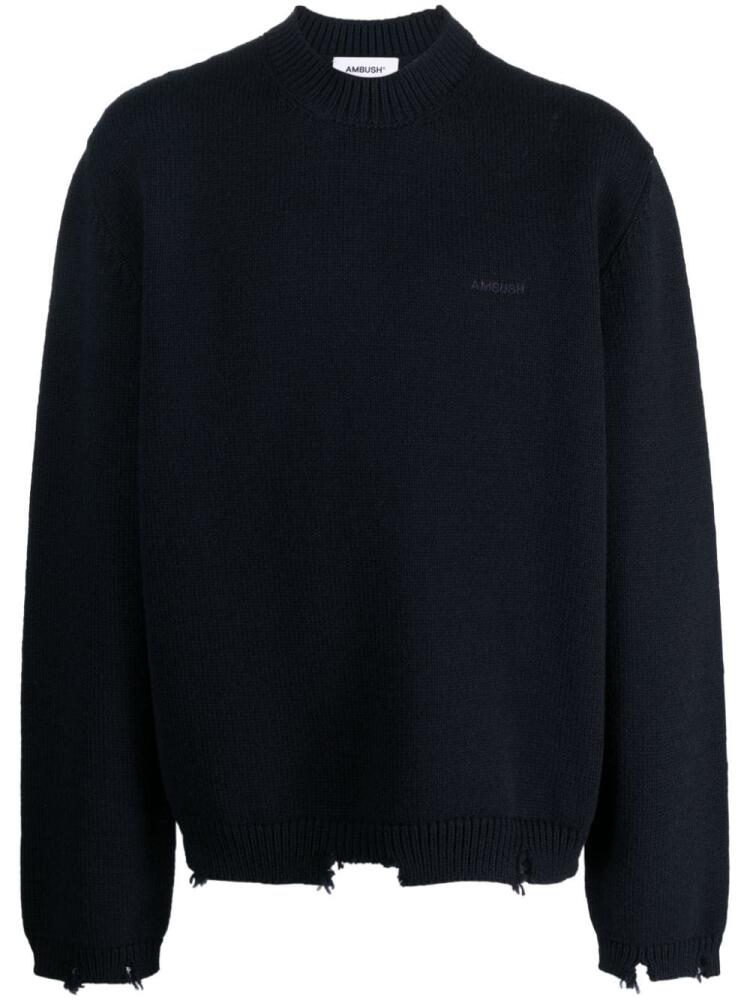 AMBUSH logo-embroidered virgin-wool jumper - Blue Cover