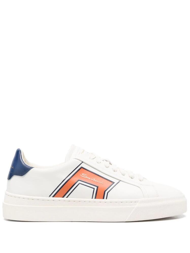 Santoni lace-up low-top leather sneakers - White Cover