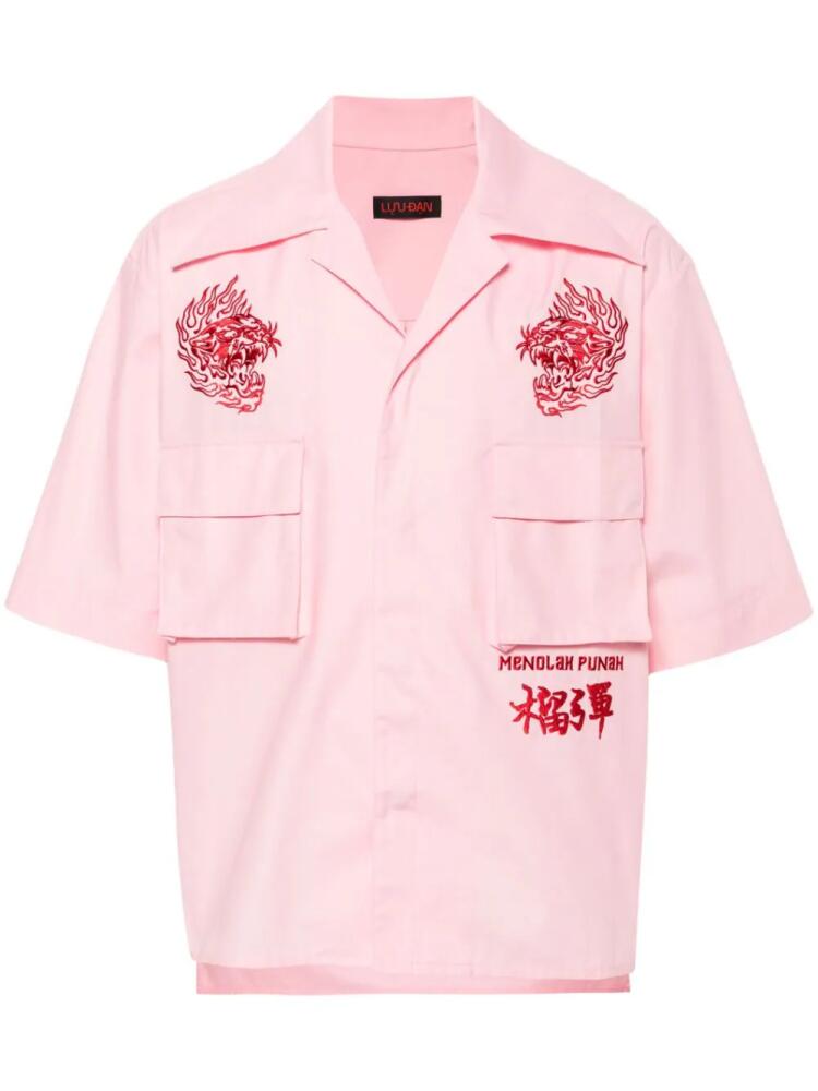 LỰU ĐẠN Hustler embroidered shirt - Pink Cover