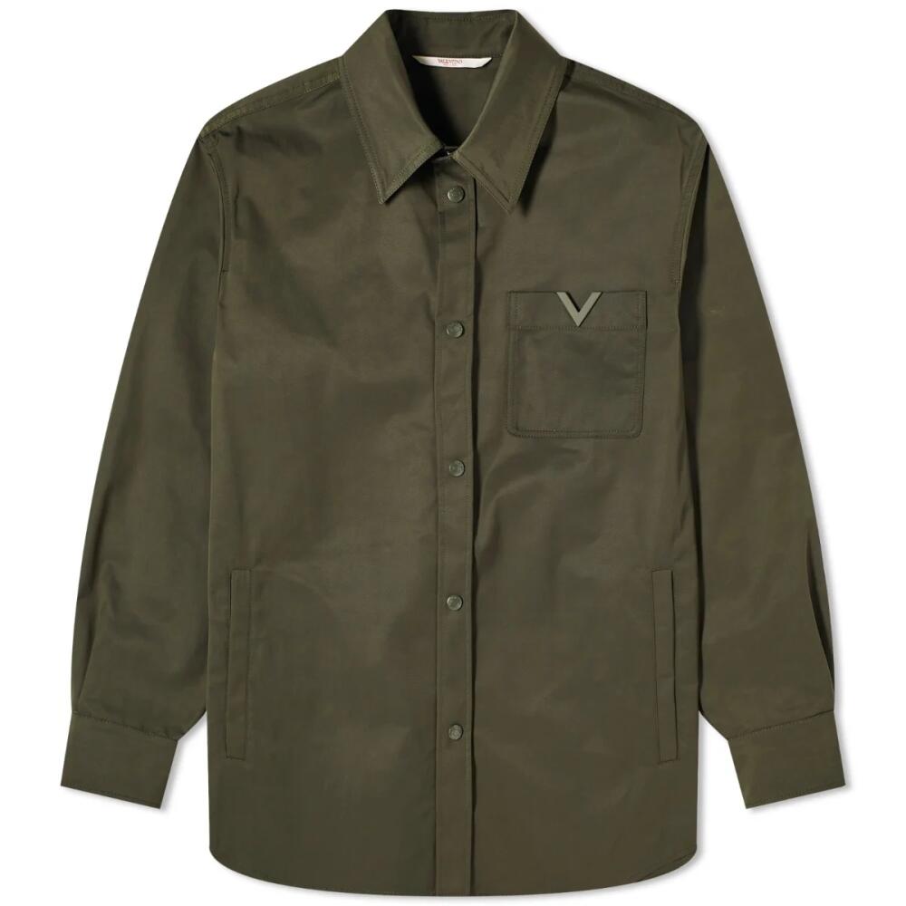 Valentino Men's V Logo Overshirt in Olive Cover