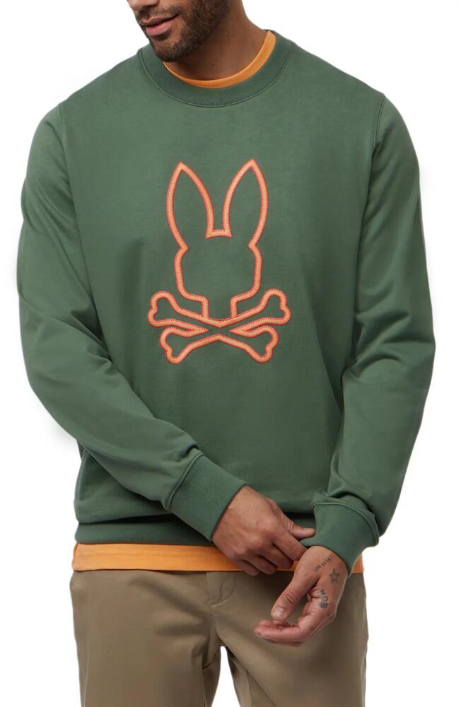 Psycho Bunny Floyd Embroidered Crewneck Sweatshirt in Agave Green Cover