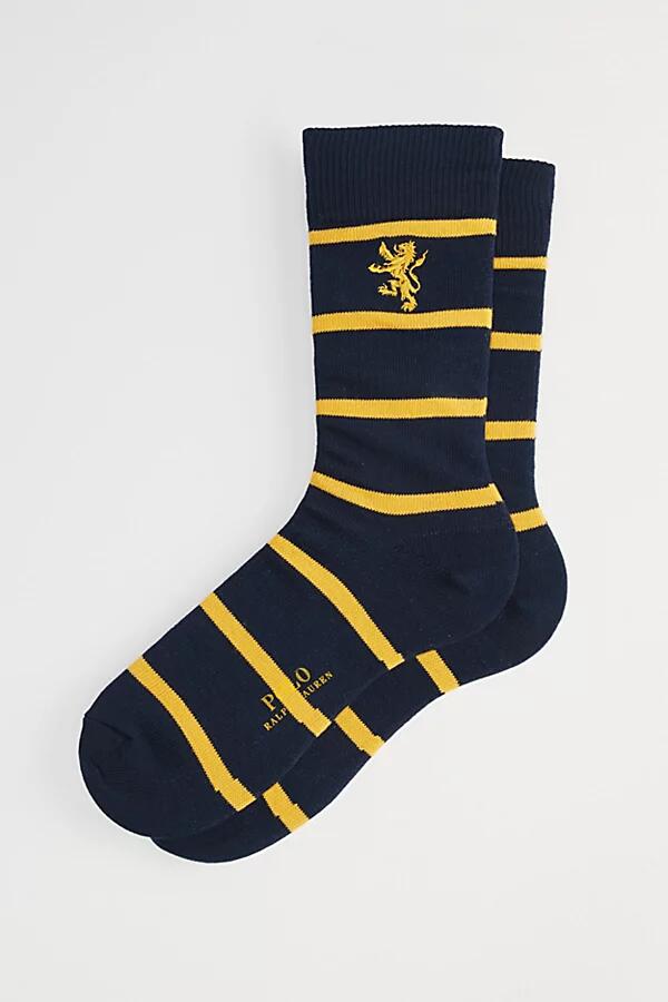 Polo Ralph Lauren Striped Embroidery Crew Sock in Navy/Gold Cover