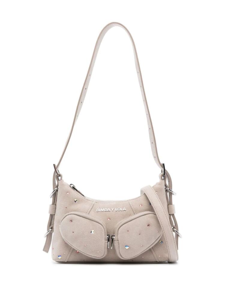 Bimba y Lola XS Pocket suede shoulder bag - Neutrals Cover