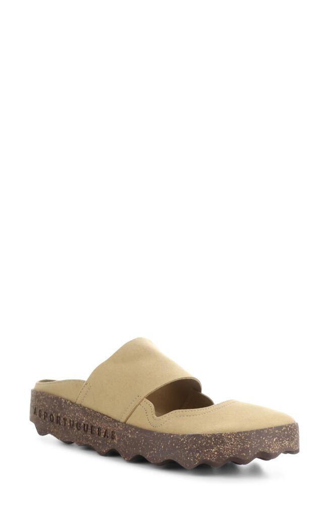 Asportuguesas by Fly London Cana Slide Sandal in Tan Eco Faux Suede Cover