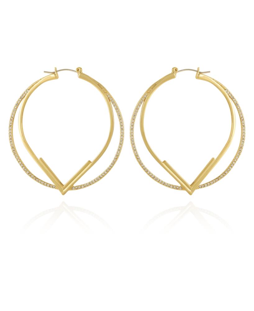 Vince Camuto Gold-Tone Double Hoop V Pave Earrings - Gold-Tone Cover