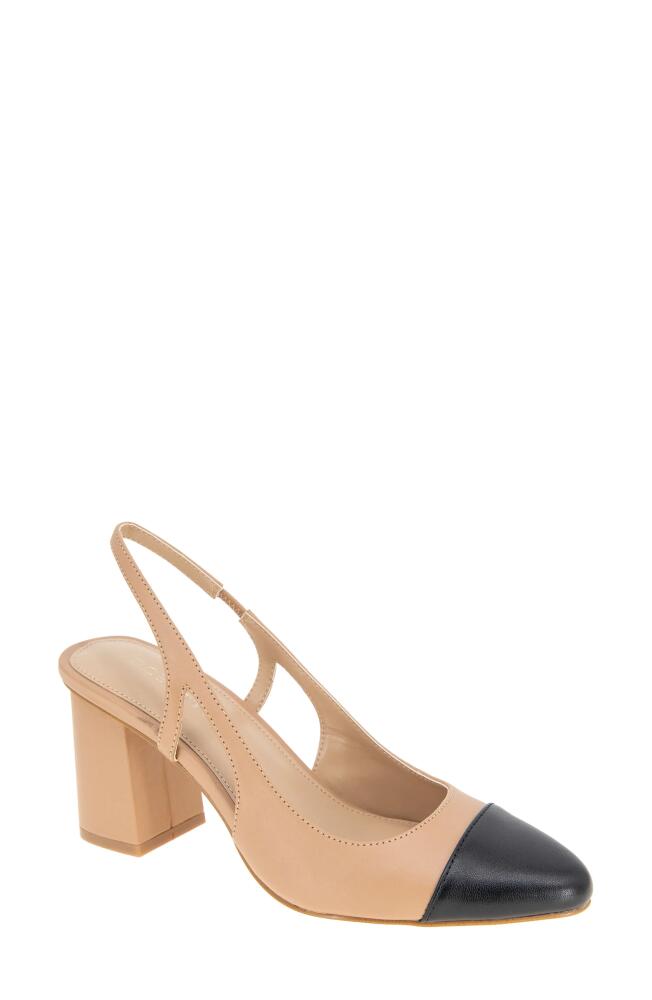 bcbg Darrin Block Heel Slingback Pump in Tan/Black Cover