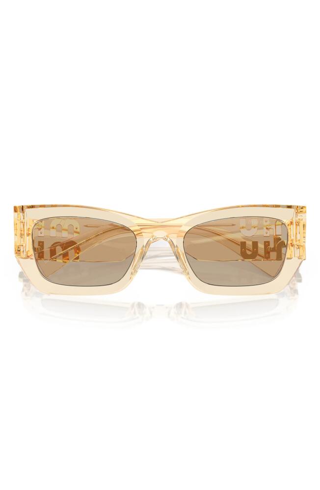 Miu Miu 53mm Rectangular Sunglasses in Light Brown Cover