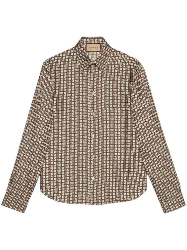 Gucci stirrup-print silk shirt - Neutrals Cover