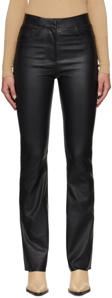 REMAIN Birger Christensen Black Stretch Leather Pants Cover