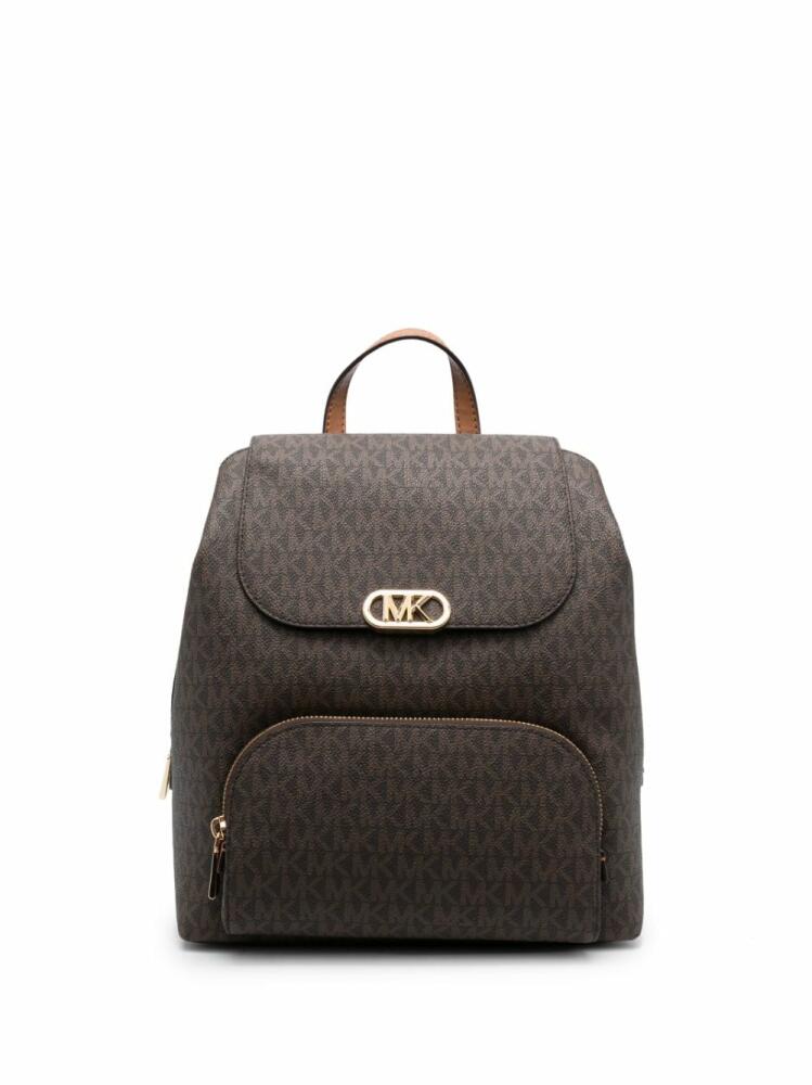 Michael Michael Kors monogram-pattern logo-buckle backpack - Brown Cover