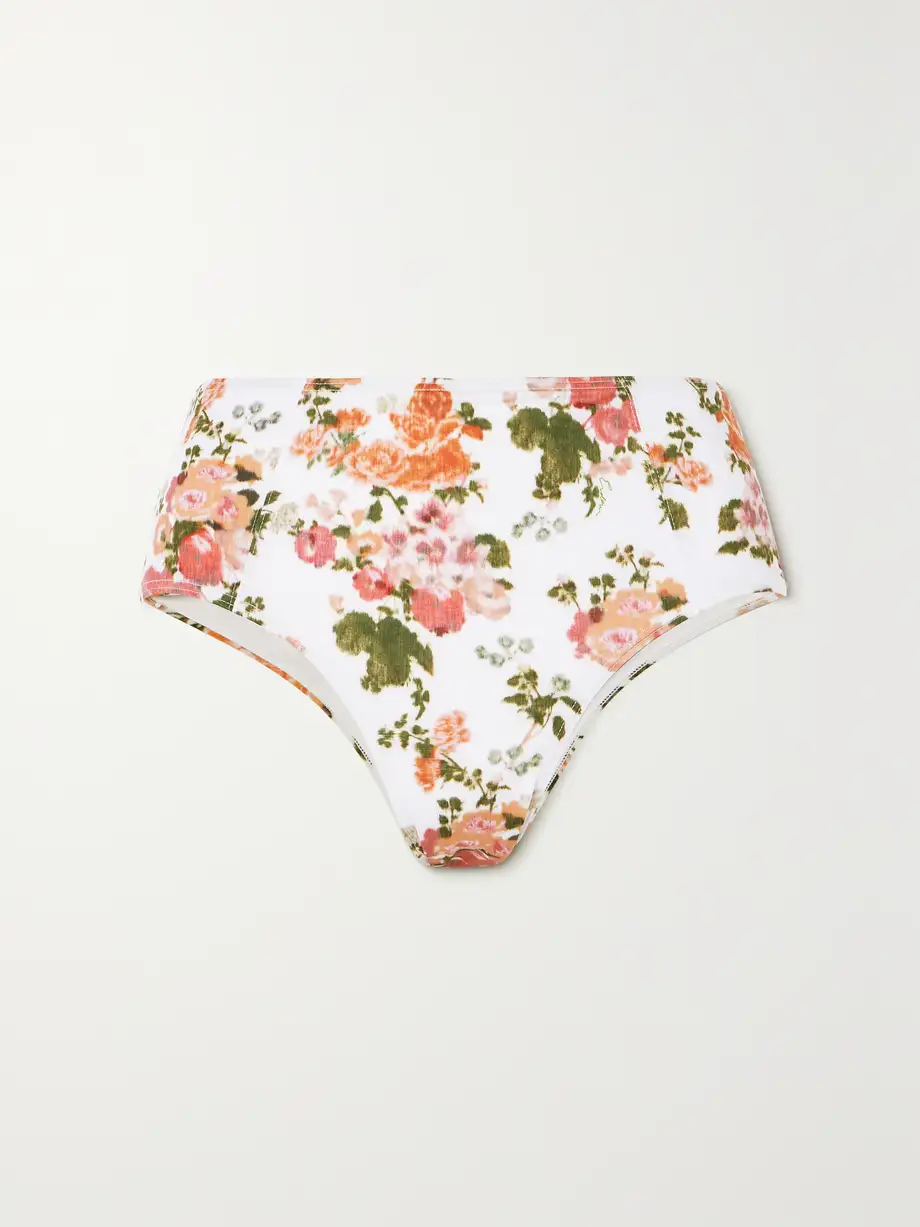 Erdem - Briona Floral-print Bikini Briefs - Orange Cover