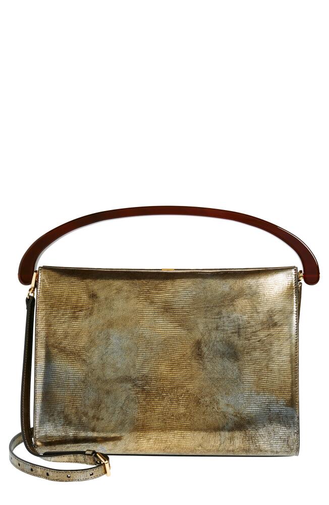 Dries Van Noten Boxed Stripe Lizard Embossed Leather Top Handle Bag in Oxyde 957 Cover