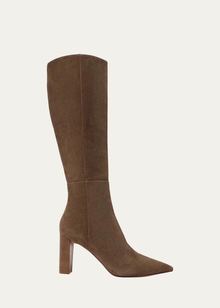 Alexandre Birman Elisa Suede Block-Heel Knee Boots Cover