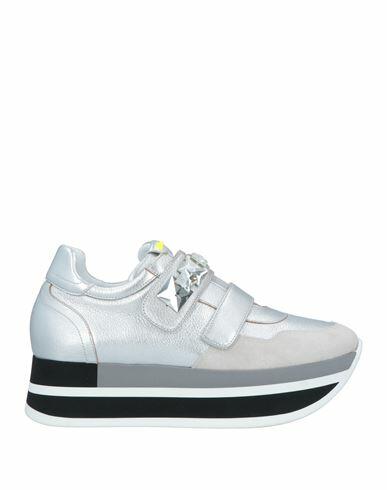 Jeannot Woman Sneakers Silver Soft Leather Cover