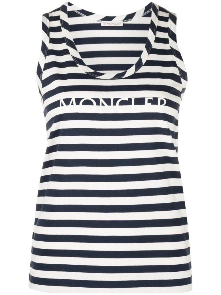 Moncler striped logo-print tank top - Blue Cover