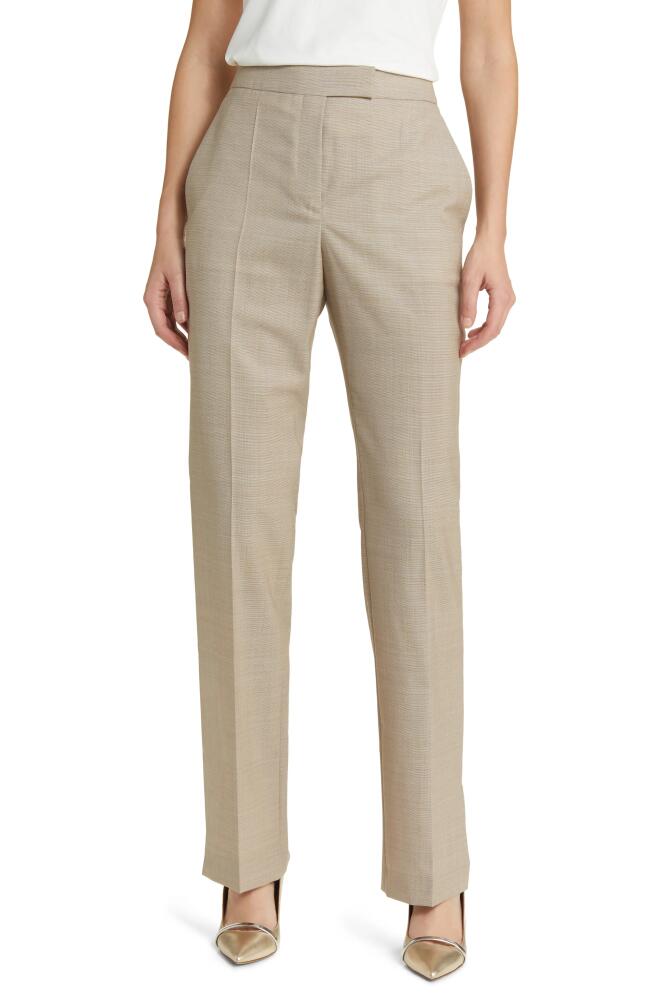 BOSS Teana Virgin Wool Trousers in Deep Champagne Melange Cover