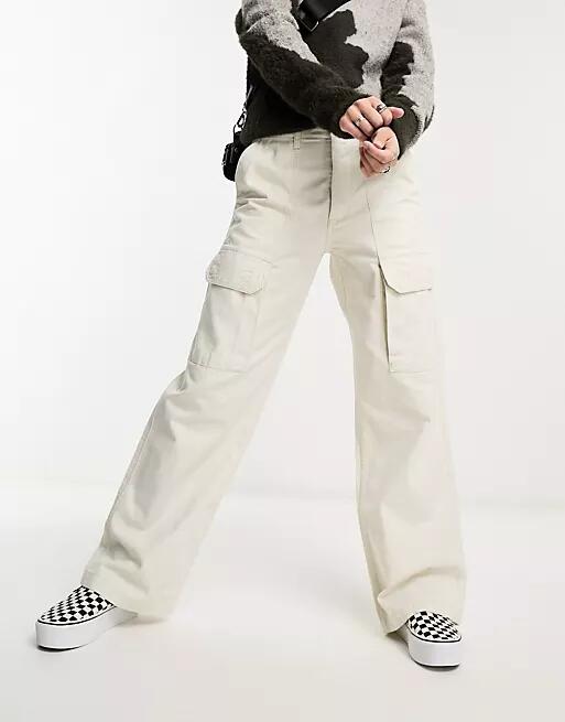 Vans wide leg cargo pant in beige-Neutral Cover