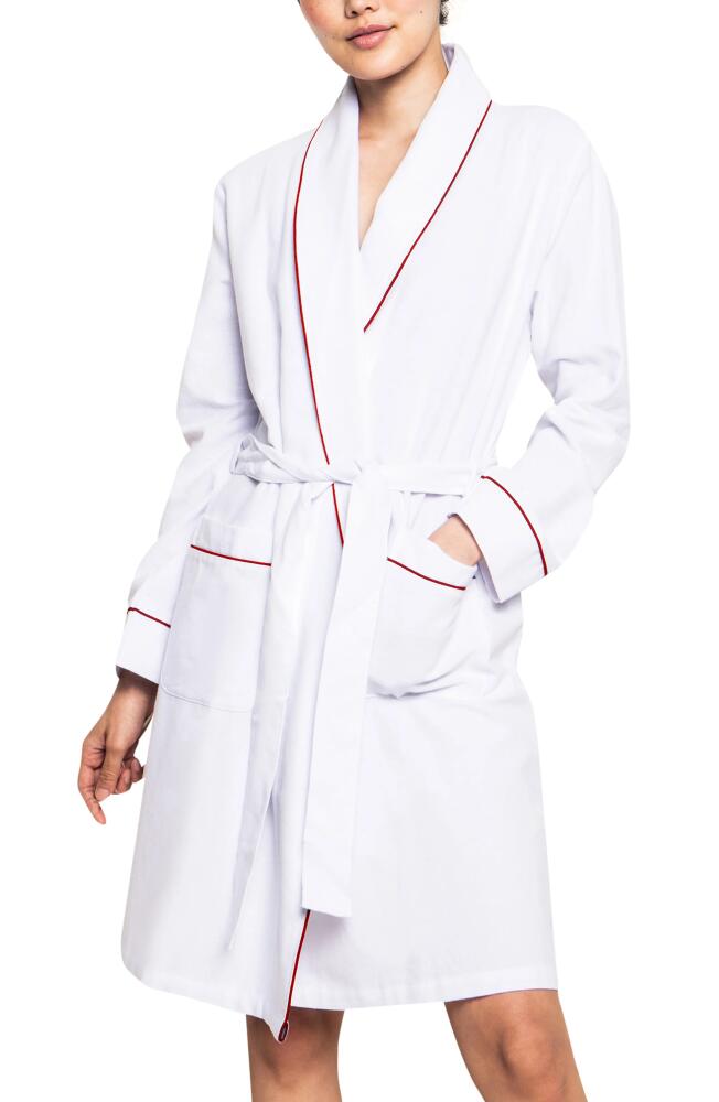 Petite Plume Cotton Flannel Robe in White Cover