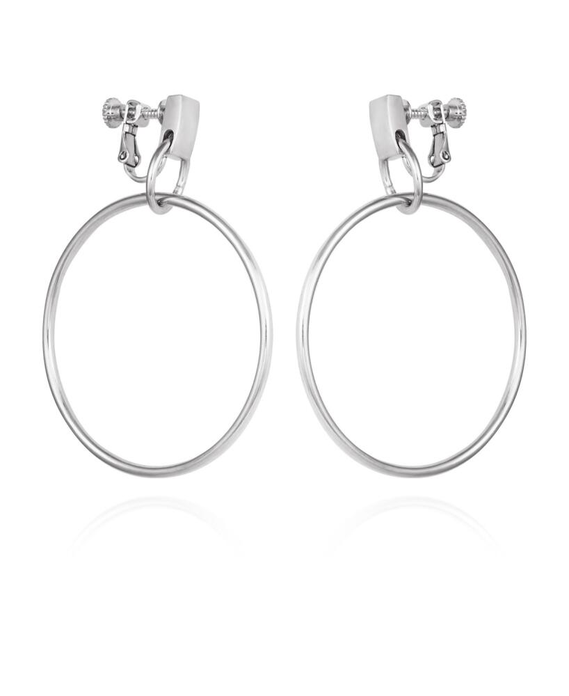 Vince Camuto Clip-On Drop Hoop Earrings - Silver-Tone Cover