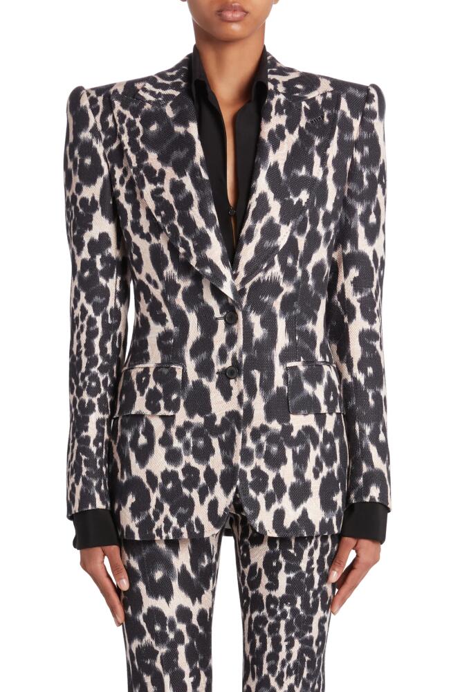 TOM FORD Leopard Print Hopsack Blazer in Chalk/Black Cover