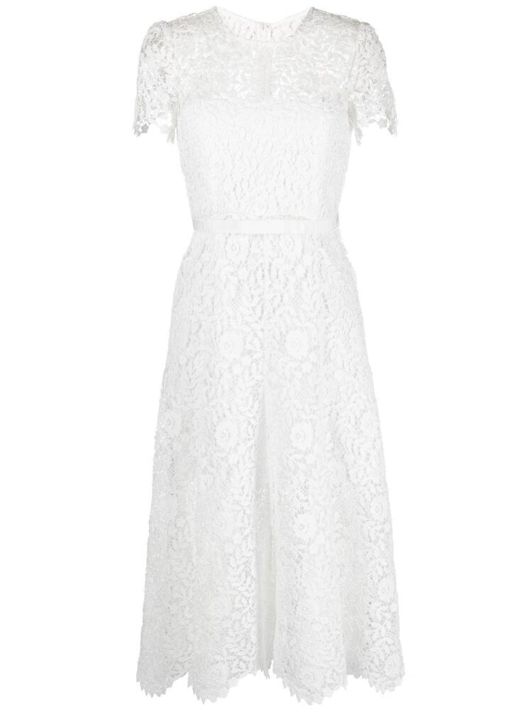 Self-Portrait floral lace midi dress - White Cover