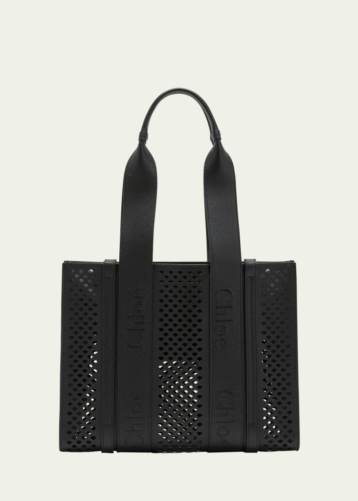 Chloe Woody Medium Tote Bag in Perforated Leather Cover