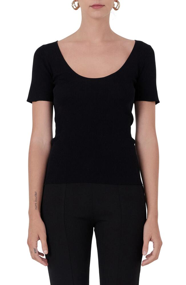 Endless Rose Short Sleeve Ribbed Sweater in Black Cover