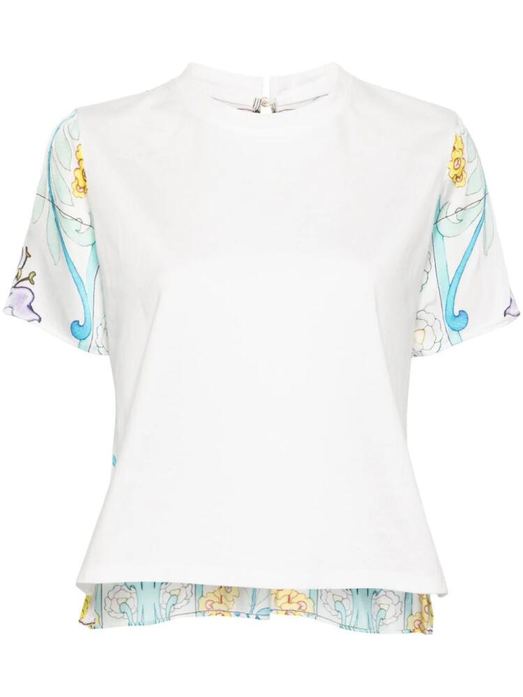 Maje Mosaic-print panelled T-shirt - White Cover