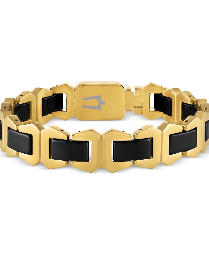 Bulova Men's Icon Black Ceramic Bracelet in Gold Ion-Plated Stainless Steel - Na Cover