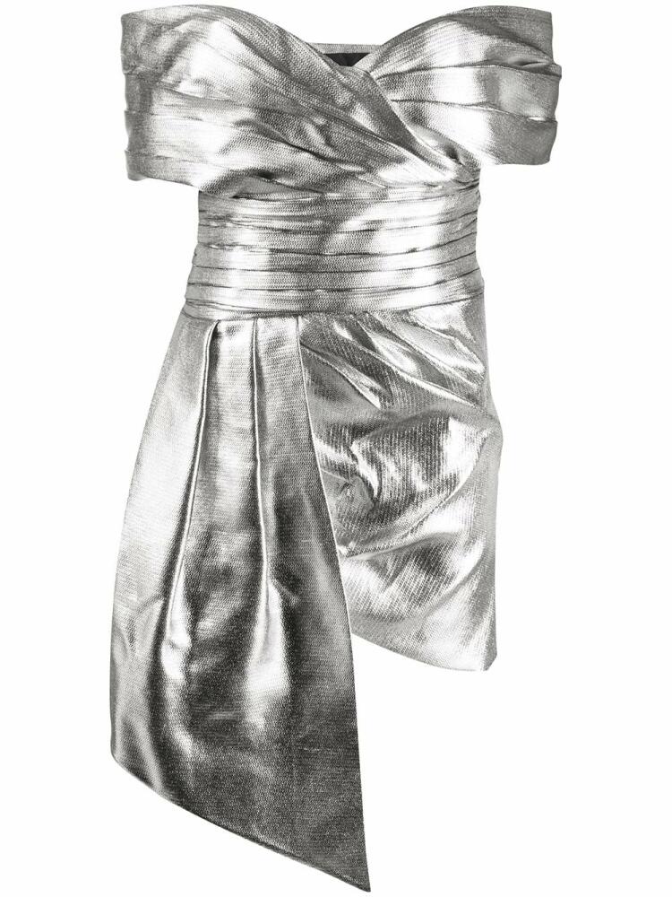 Alexandre Vauthier off-the-shoulder draped mini dress - Silver Cover