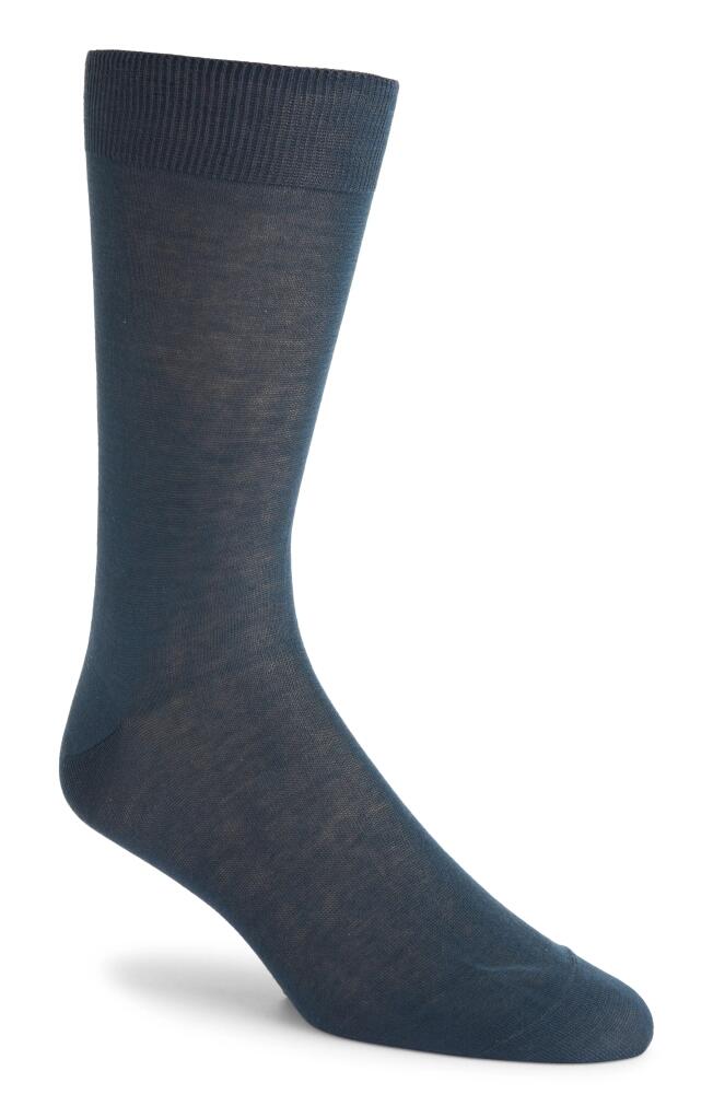 Canali Solid Blue Cotton Dress Socks Cover