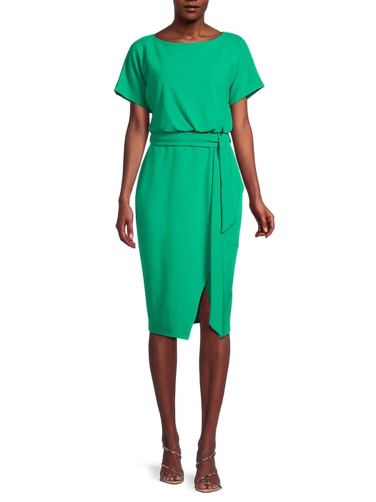 Kensie Women's Belted Boatneck Dress - Spearmint Cover