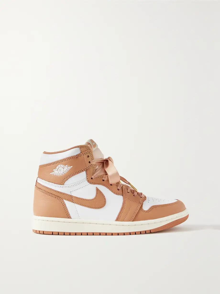 Nike - Air Jordan 1 Retro Mesh-trimmed Leather High-top Sneakers - Brown Cover