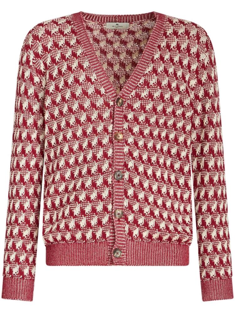 ETRO geometric-jacquard two-tone cardigan - Red Cover