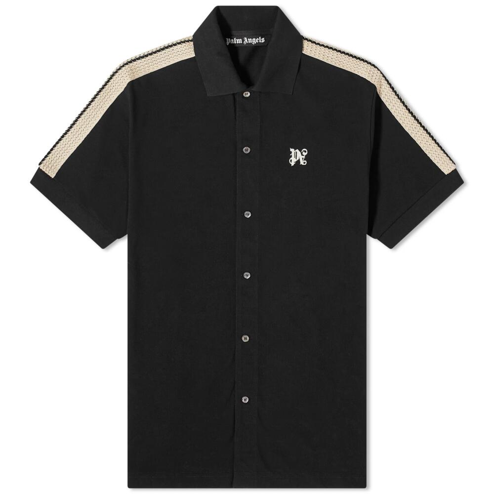 Palm Angels Men's Monogram Taping Button Down Shirt in Black Cover