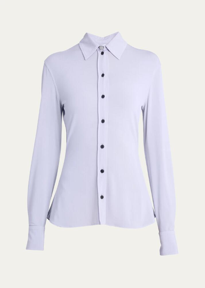 Ferragamo Stretch Viscose Jersey Button Down Top Cover