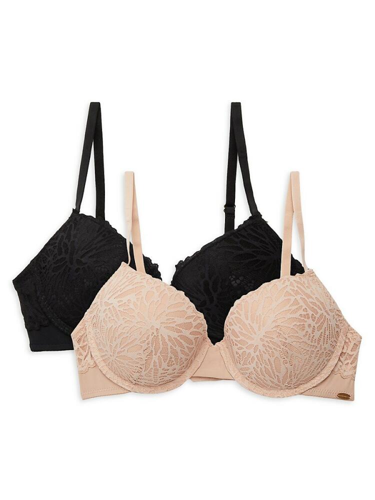 BCBGMAXAZRIA Women's 2-Pack Lace Bras - Beige Cover