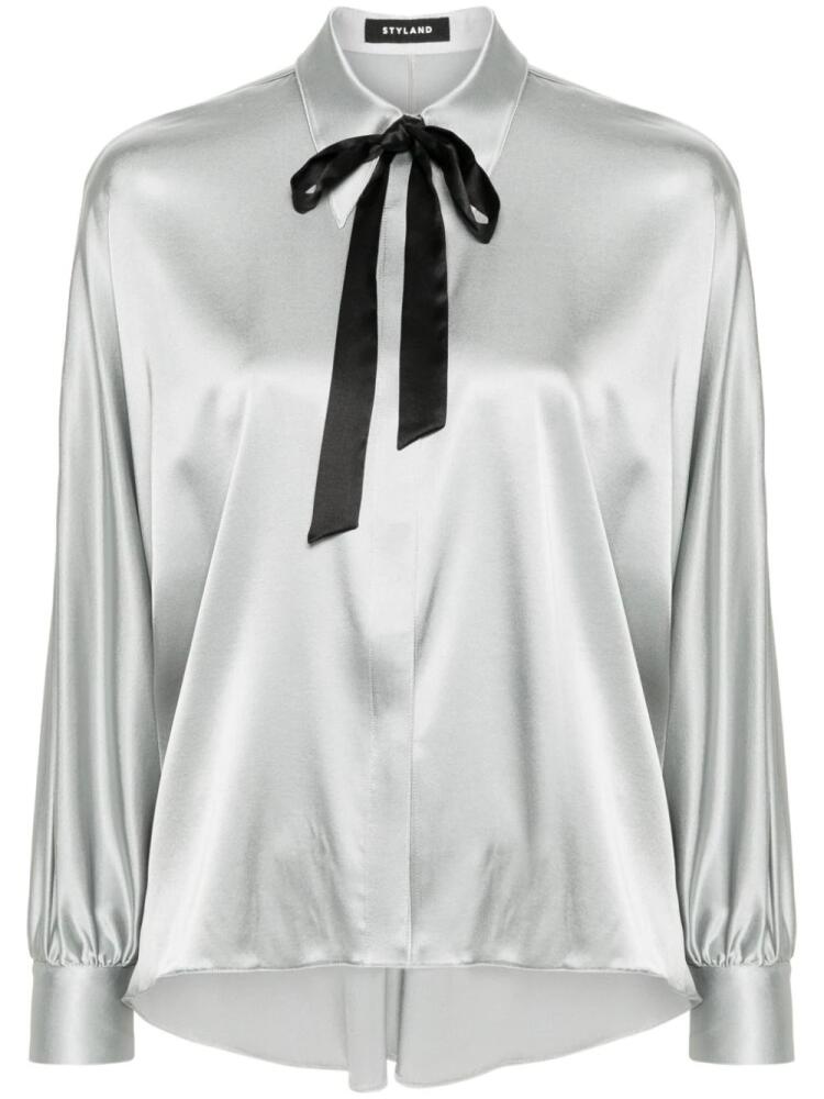 STYLAND satin silk shirt - Grey Cover