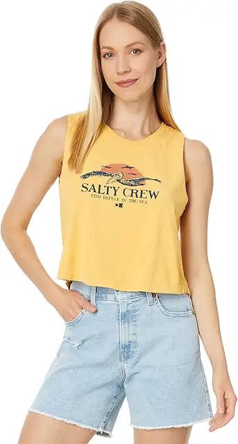 Salty Crew Soarin' Cropped Tank (Dusty Gold) Women's Clothing Cover