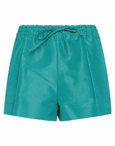 Valentino Garavani Woman Shorts & Bermuda Shorts Emerald green Silk Cover