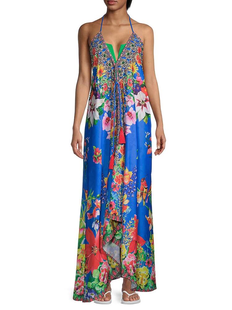 Ranee's Women's Floral Halter Maxi Coverup Dress - Blue Cover