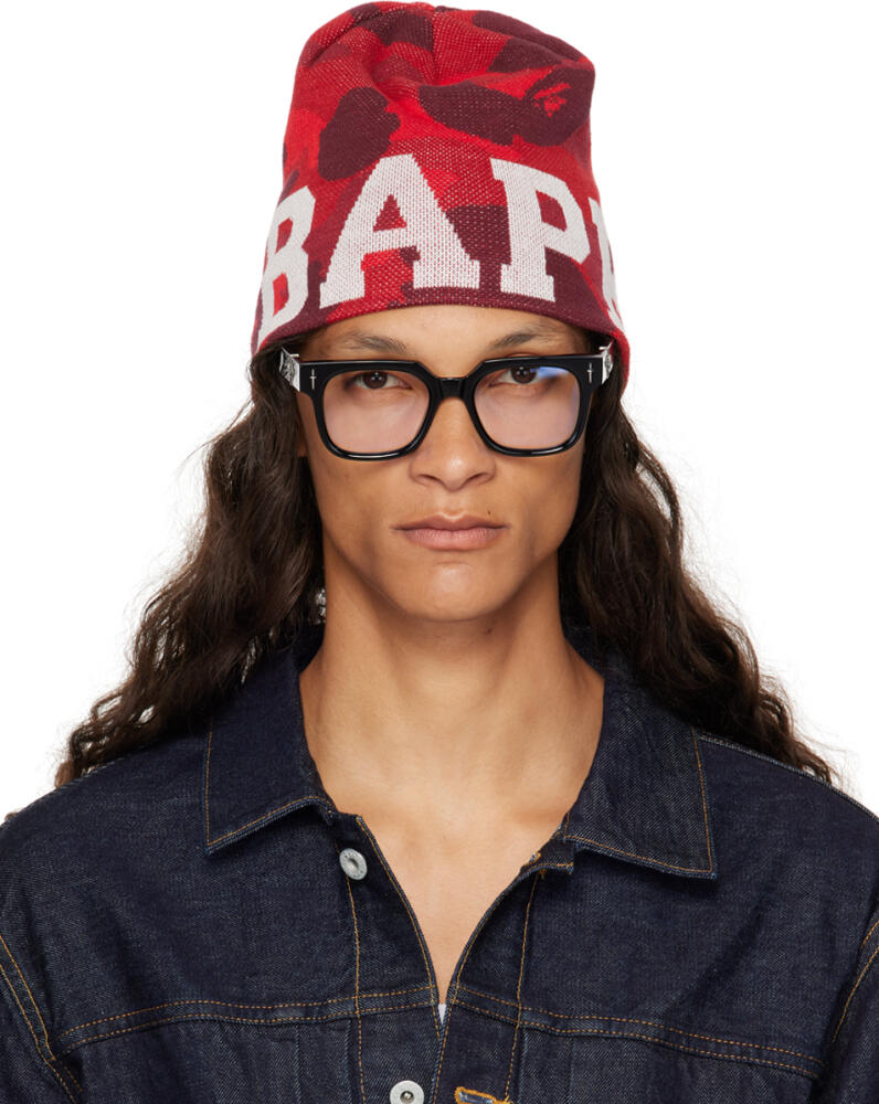 BAPE Red Color Camo Knit Beanie Cover