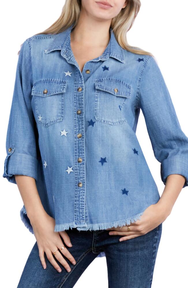 Billy T Embroidered Star Denim Button-Up Shirt Cover