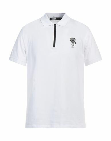 Karl Lagerfeld Man Polo shirt White Cotton, Elastane Cover