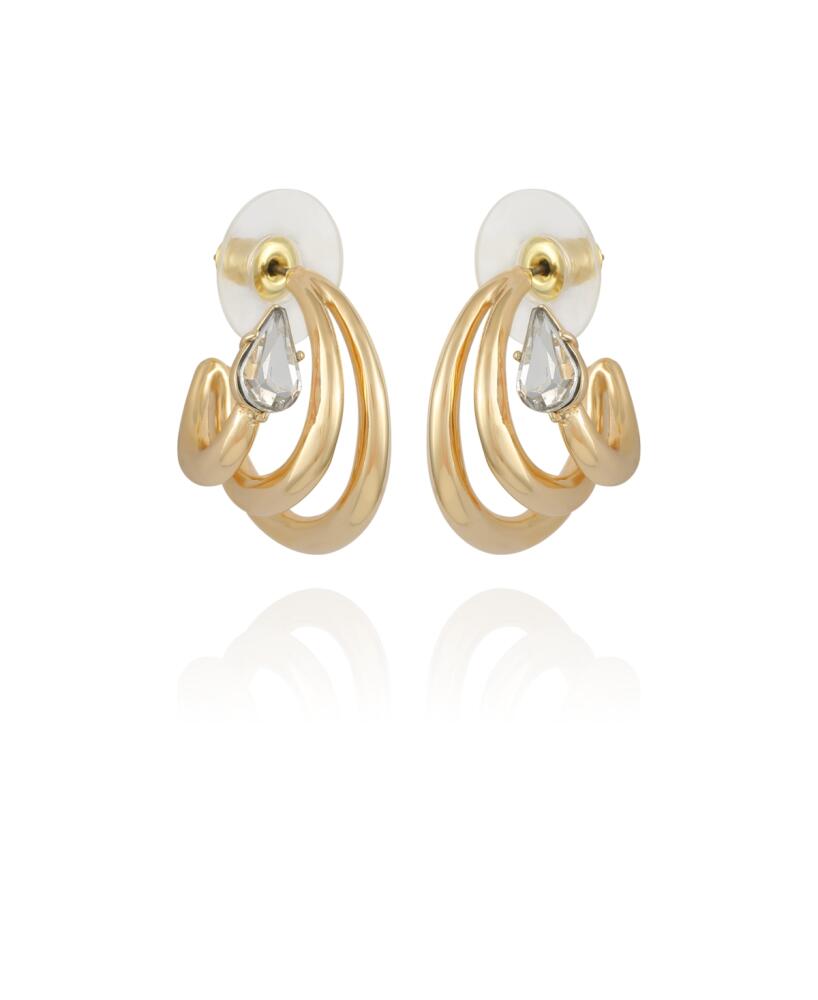 Vince Camuto Gold-Tone and Crystal Small Hoop Earring with Stones - Gold-Tone, Crystal Cover